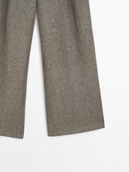 100% linen trousers with double darts