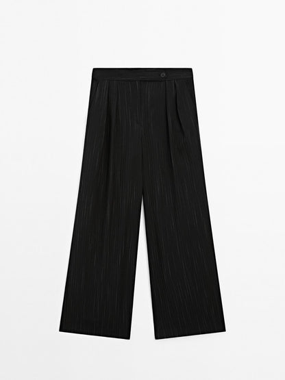 Darted trousers with stripe print detail