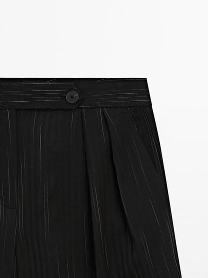 Darted trousers with stripe print detail