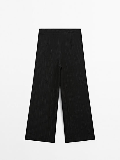 Darted trousers with stripe print detail