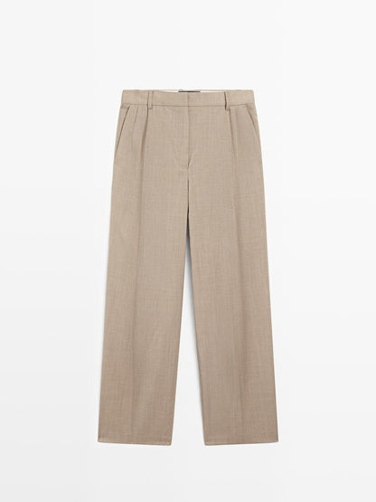 100% wool darted trousers