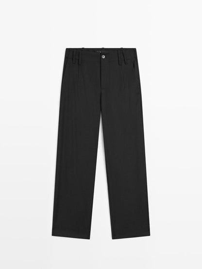100% wool boyfriend fit trousers