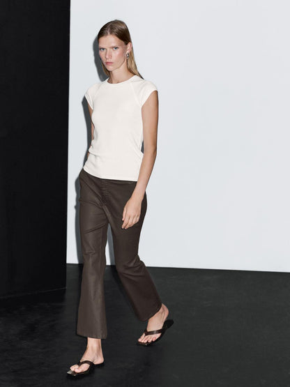 Flared cropped trousers