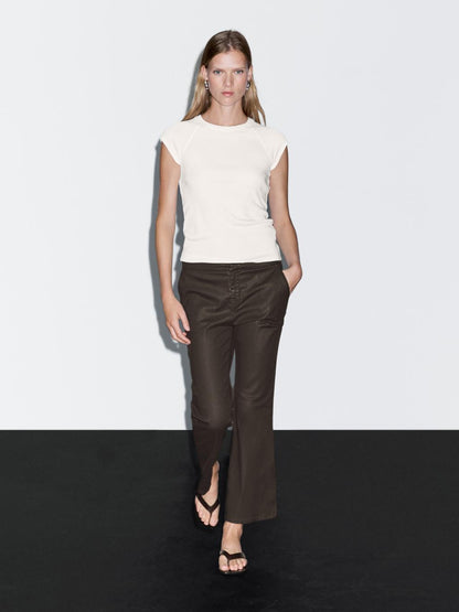 Flared cropped trousers