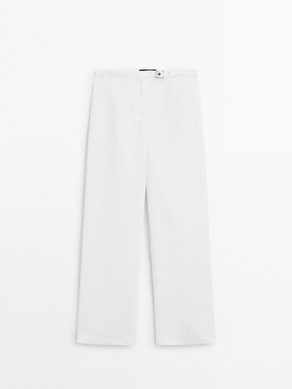 Straight-fit trousers with buckle detail
