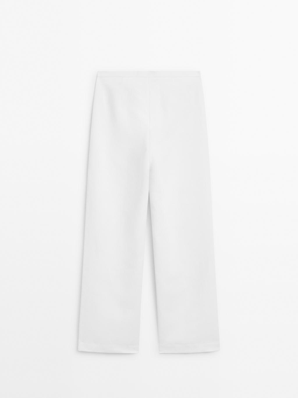 Straight-fit trousers with buckle detail