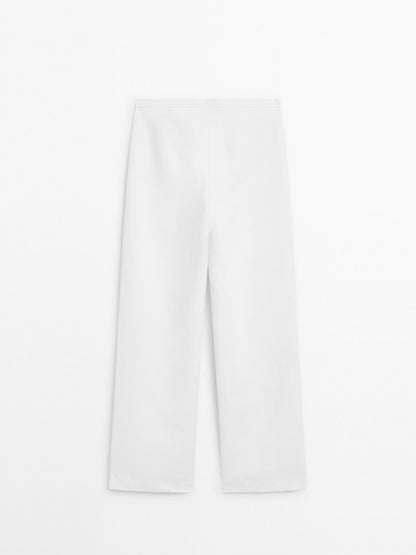 Straight-fit trousers with buckle detail