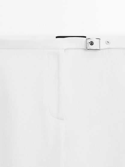 Straight-fit trousers with buckle detail