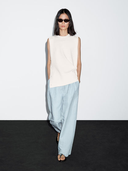 Flowing cotton blend jeans