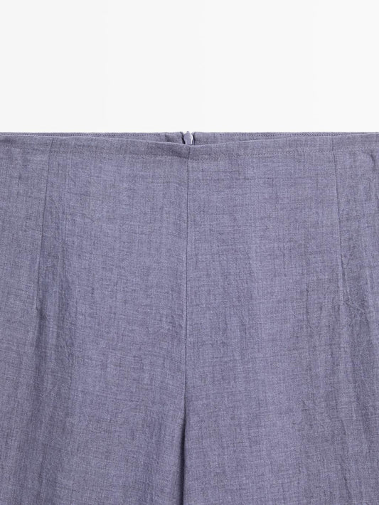 100% linen high-waist trousers