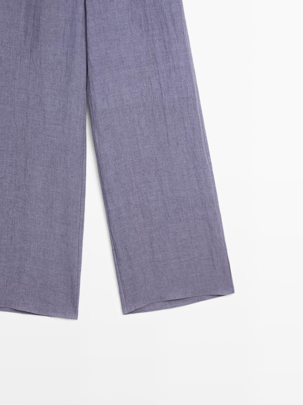 100% linen high-waist trousers
