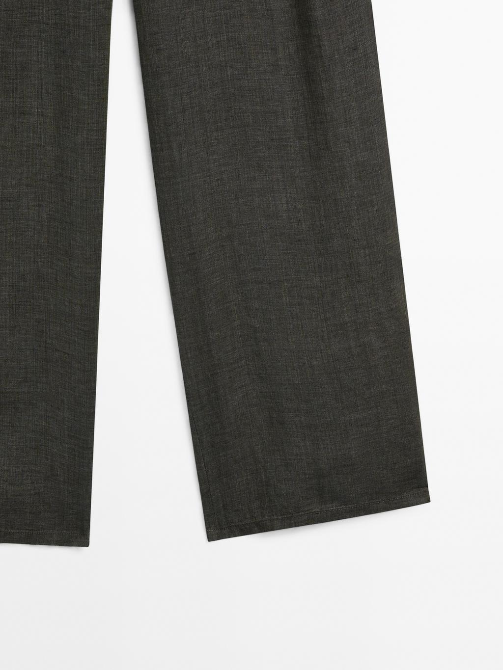100% linen wide-leg trousers