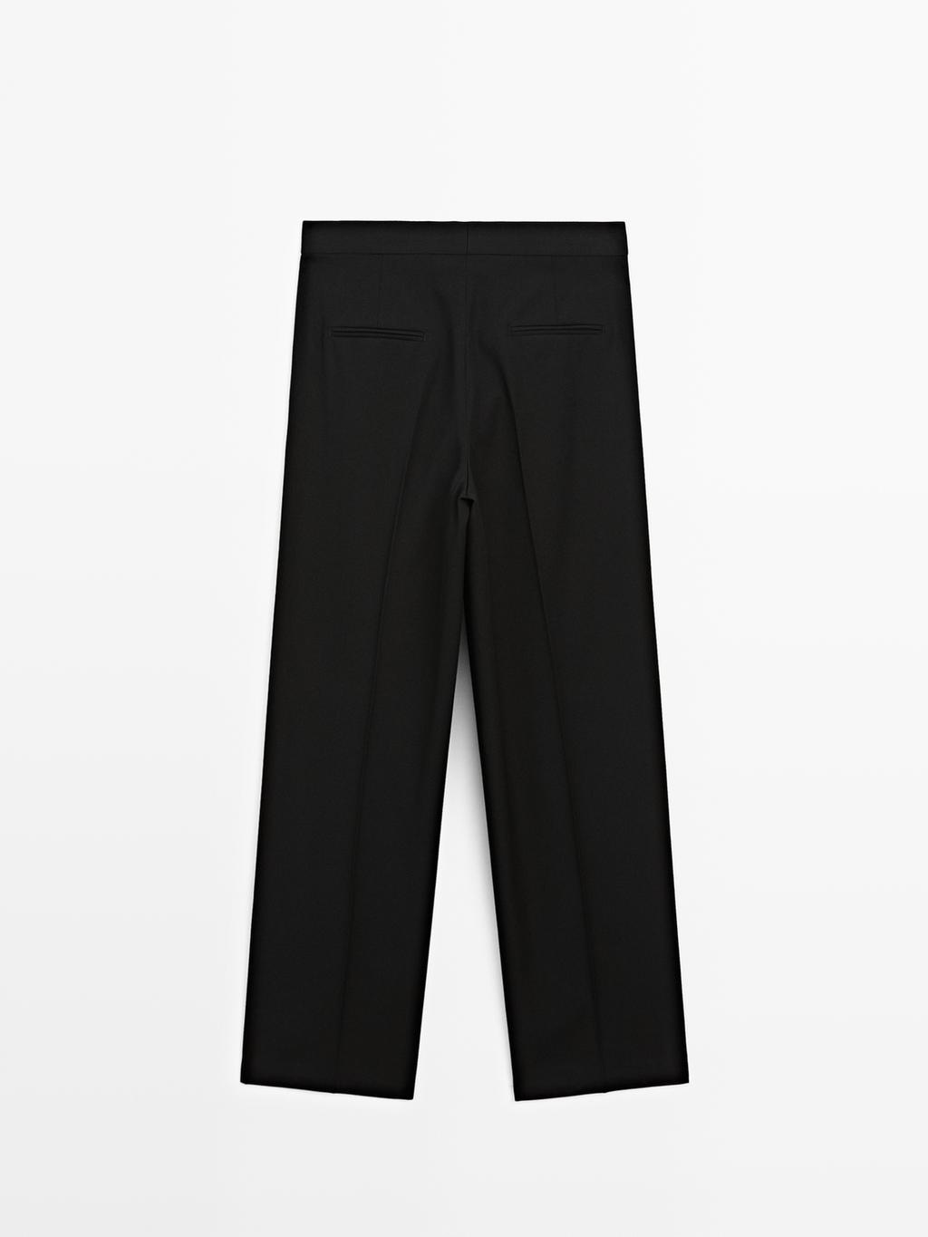 100% wool wide-leg trousers with dart - LIMITED