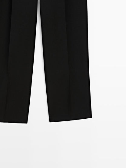100% wool wide-leg trousers with dart - LIMITED