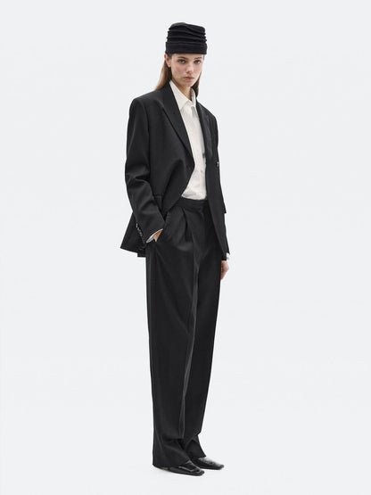 100% wool wide-leg trousers with dart - LIMITED