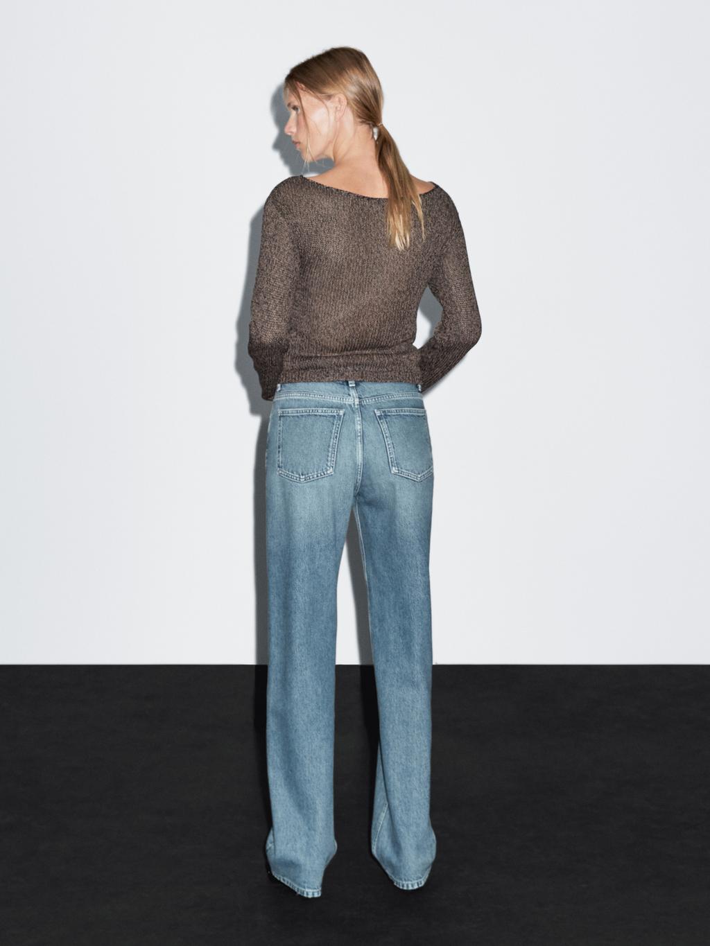 Mid-rise wide-leg jeans with studs