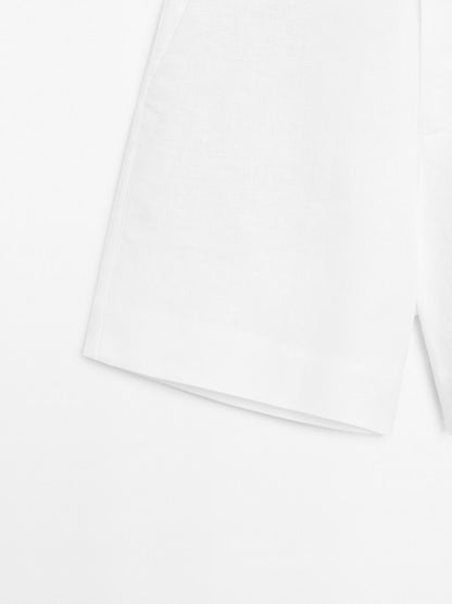 100% linen short Bermuda shorts