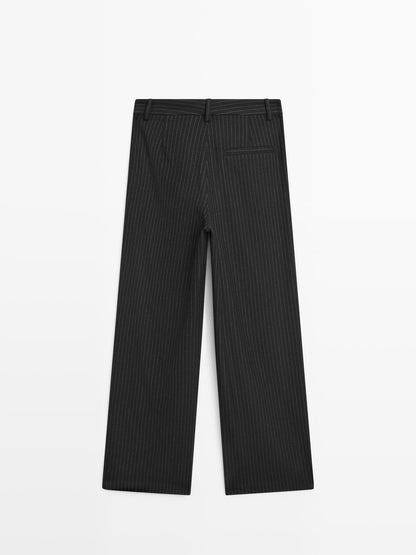 Pinstripe wide-leg trousers