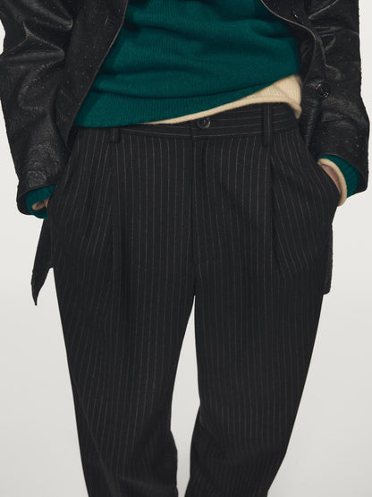 Pinstripe wide-leg trousers