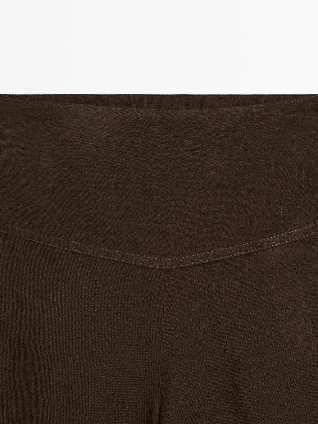 High-waist wide-leg linen trousers