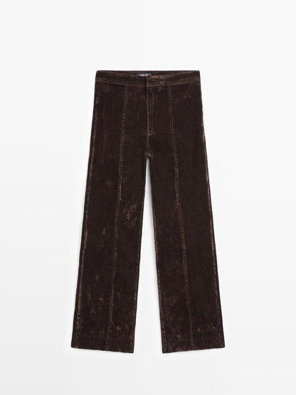 Flare fit high-waist flocked jeans