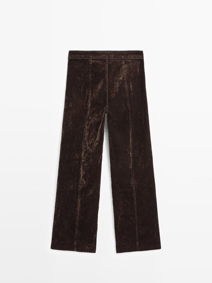 Flare fit high-waist flocked jeans