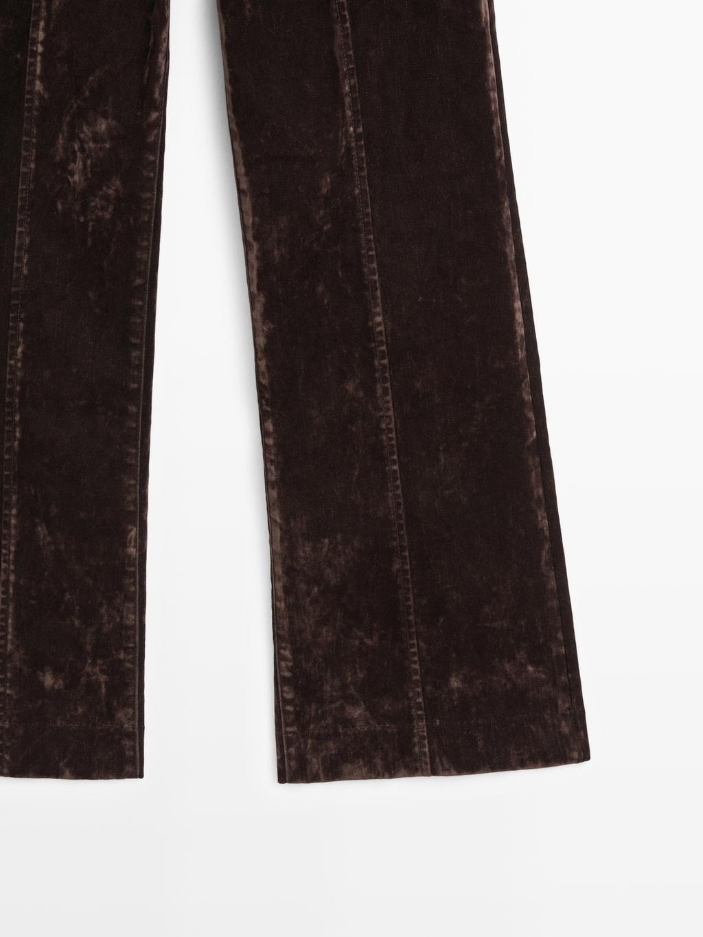 Flare fit high-waist flocked jeans