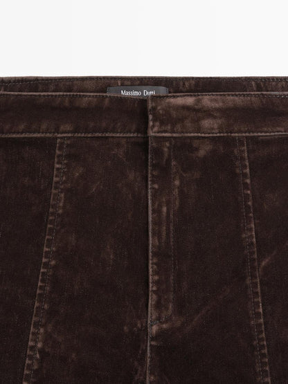 Flare fit high-waist flocked jeans