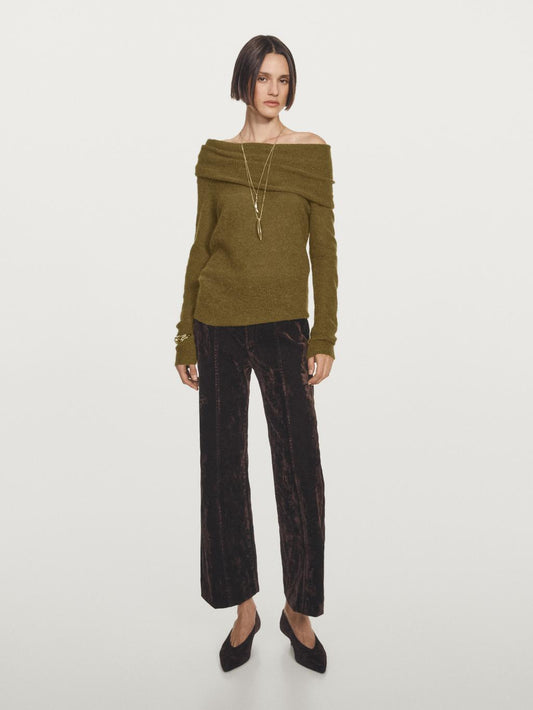 Flare fit high-waist flocked jeans