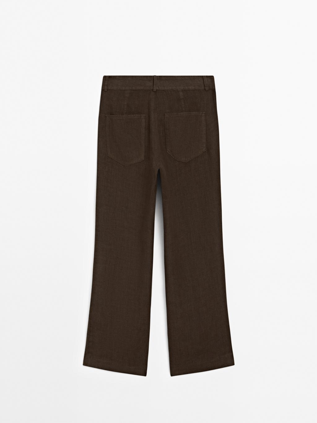 100% linen kick flare fit trousers