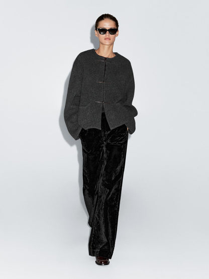 Flare fit high-waist flocked jeans