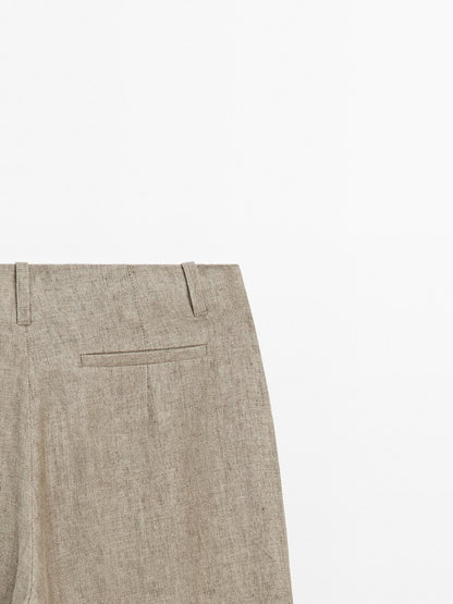 Linen blend darted trousers