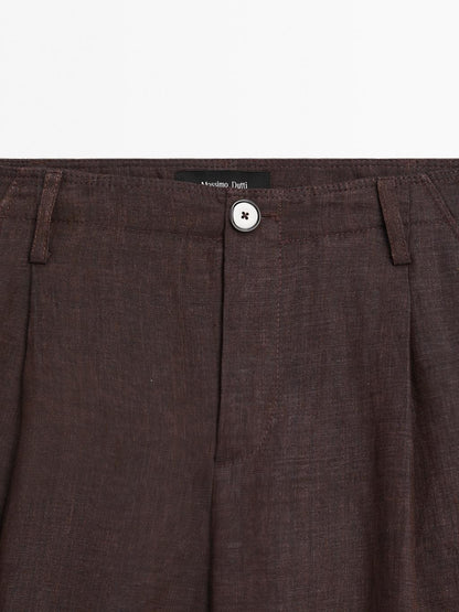 100% linen relaxed fit trousers