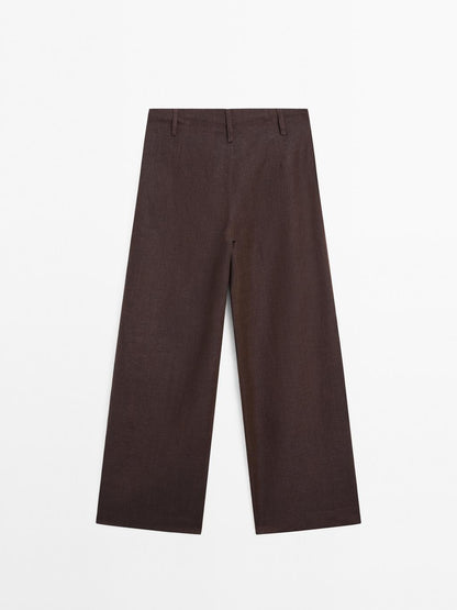 100% linen relaxed fit trousers