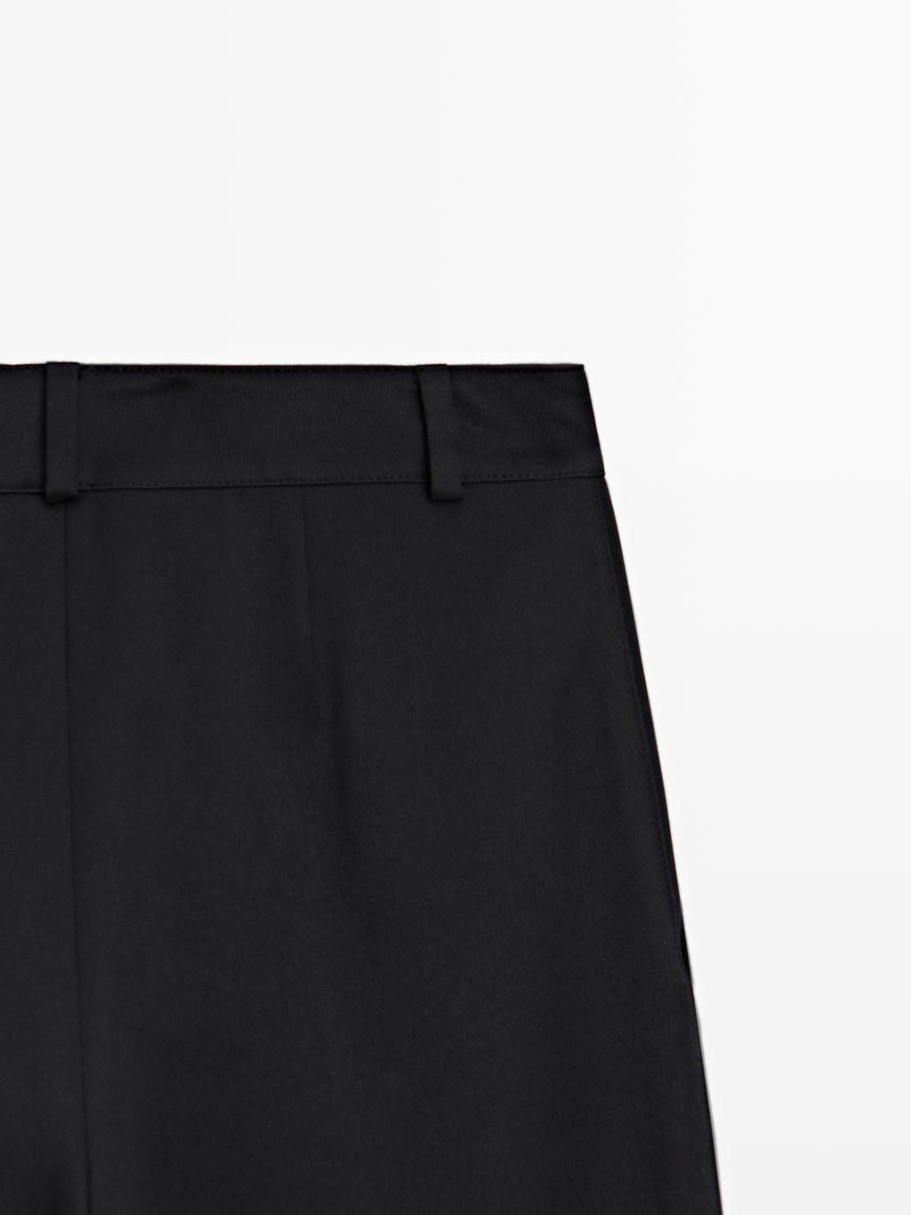 Darted wide-leg trousers