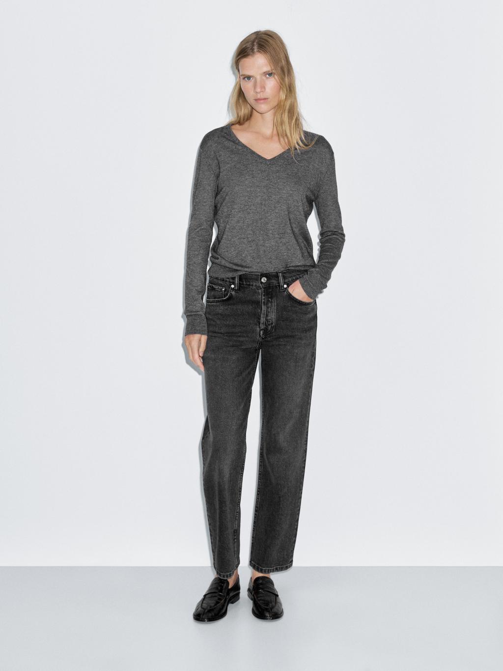 High-waist straight-leg cropped comfort jeans