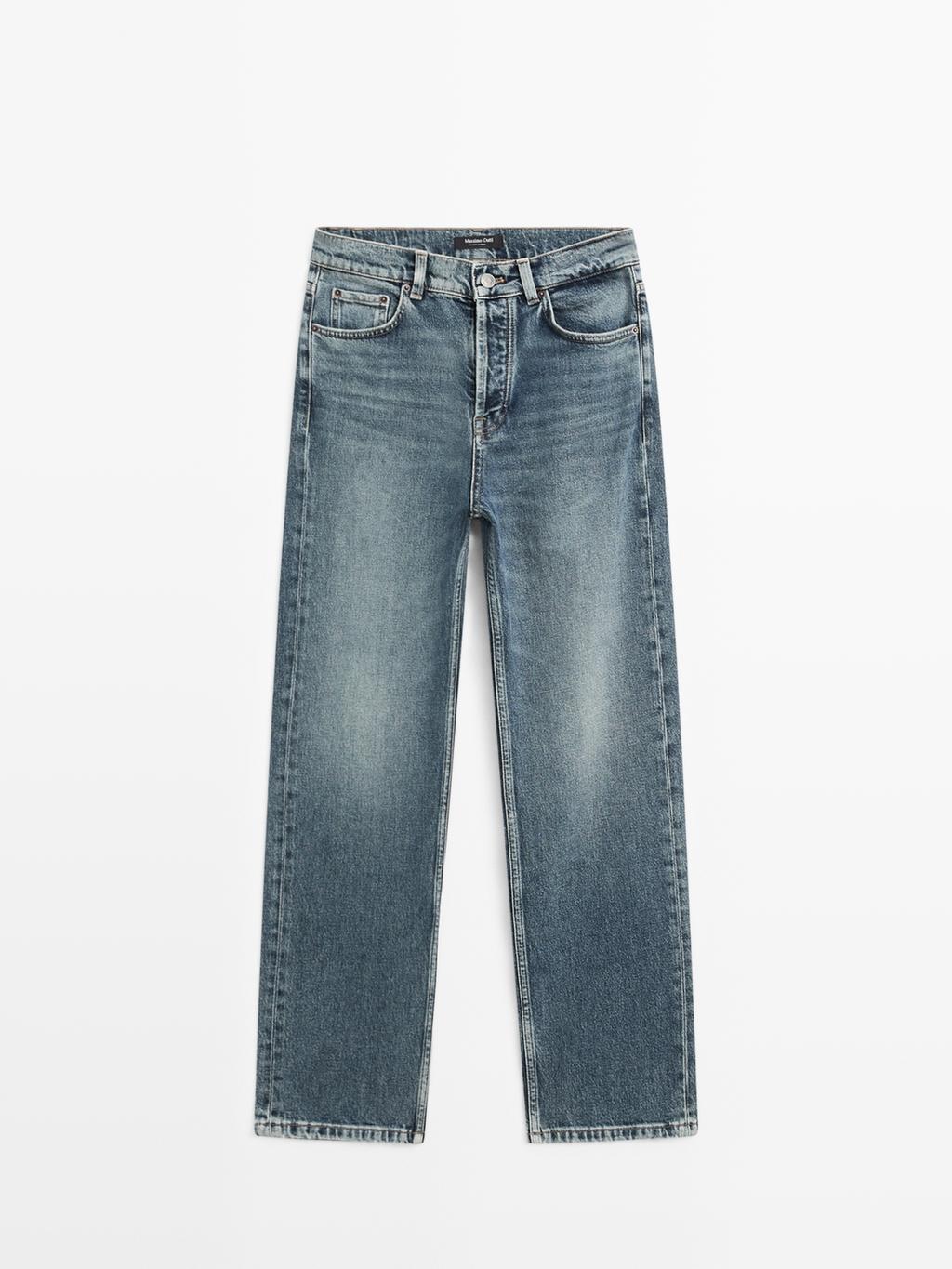 High-waist straight-leg cropped comfort jeans