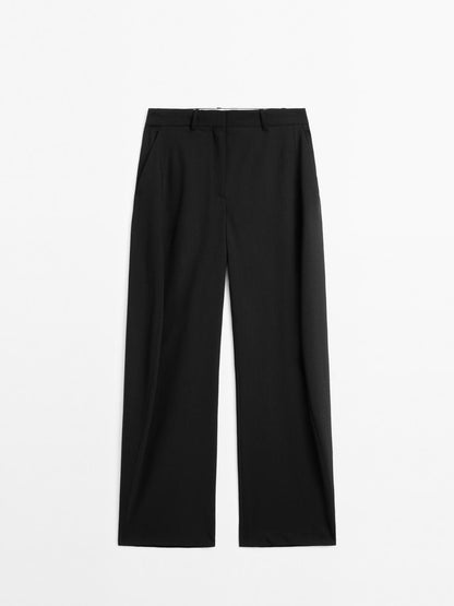 Wool blend wide-leg trousers