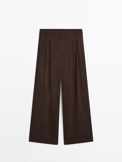 High-waist wide-leg trousers