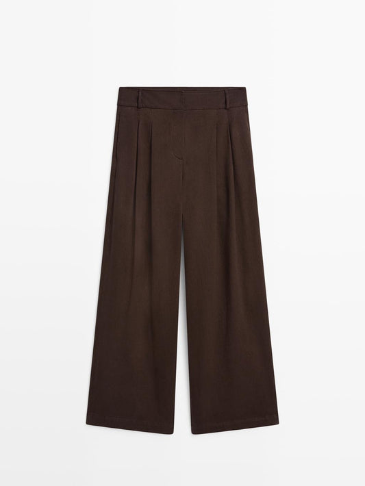 High-waist wide-leg trousers