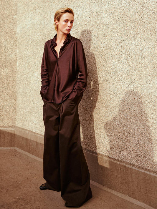 High-waist wide-leg trousers