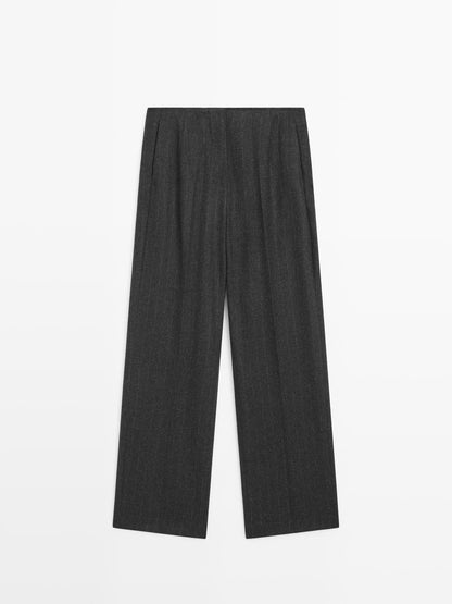 Striped wool blend trousers