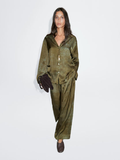 Printed flowing wide-leg trousers