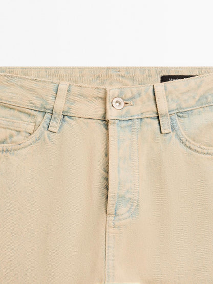 Mid-rise wide-leg cotton jeans