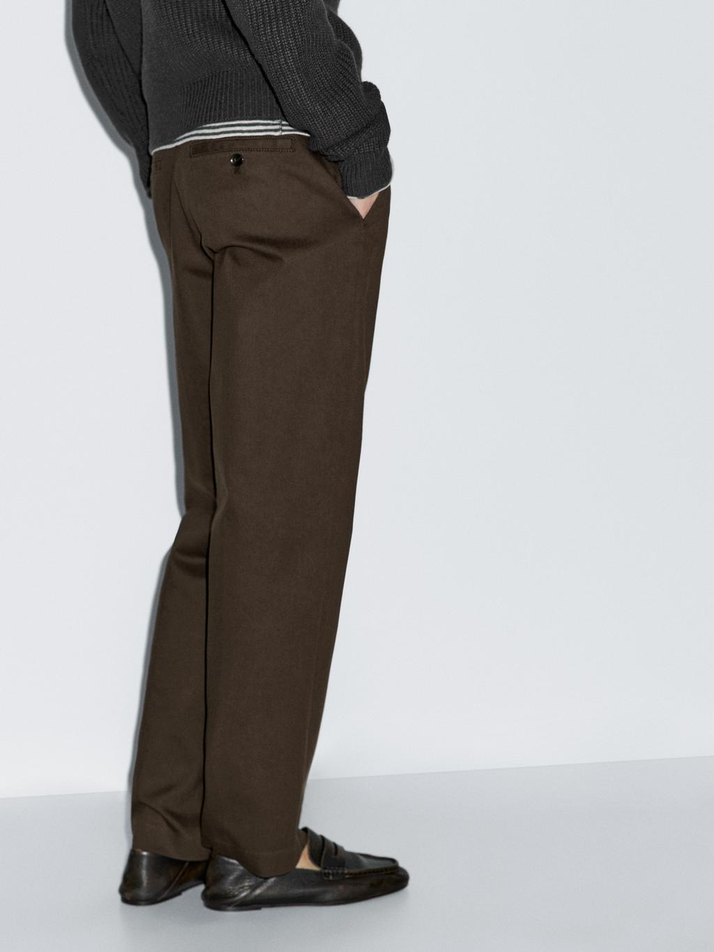 Straight-leg cotton blend trousers