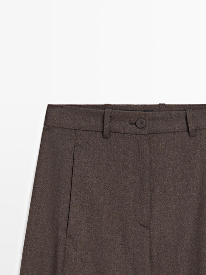 100% wool barrel fit trousers