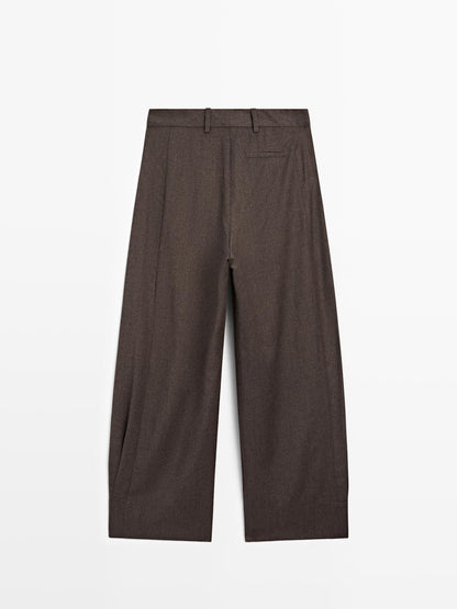 100% wool barrel fit trousers