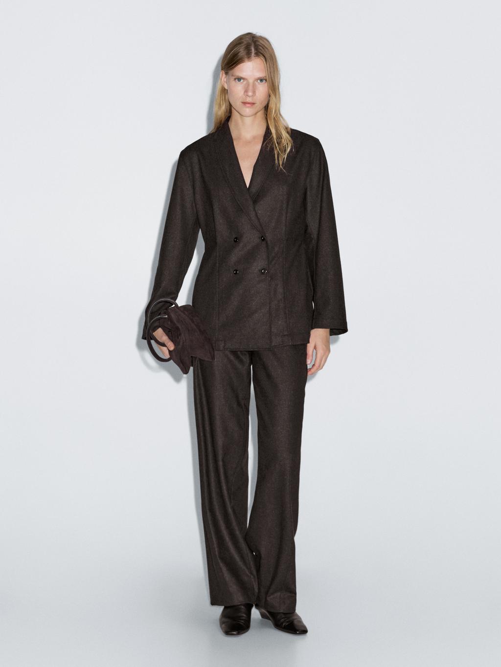 Wool blend flannel trousers