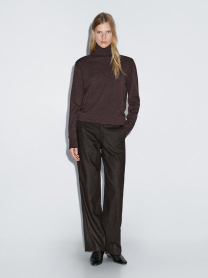 Wool blend flannel trousers