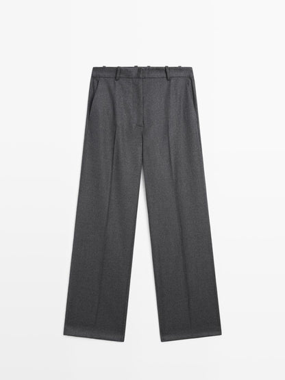 100% wool flannel suit trousers